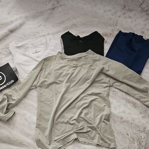 Essentials Multi-Pack Long Sleeve Shirts in Gray, Black, White, and Blue
